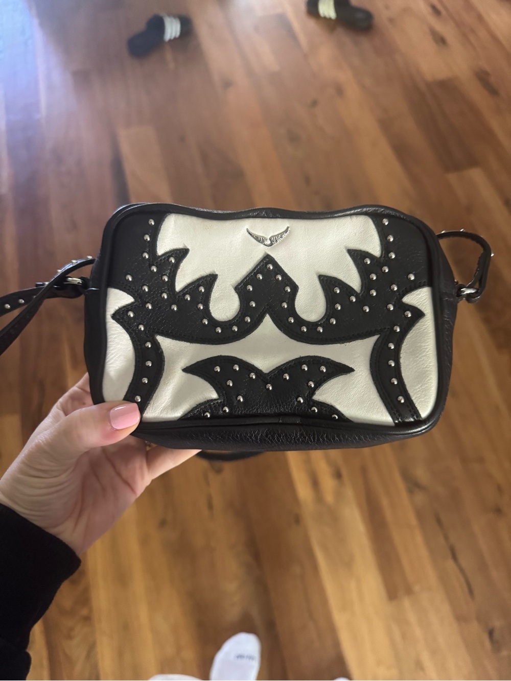 Zadig & Voltaire - Black & White Studded Crossbody Bag - Women's Designer Style